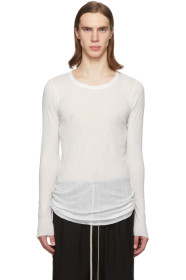 Rick Owens - T-shirt côtelé à manches longues blanc