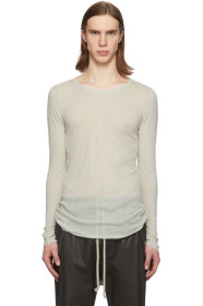 Rick Owens - T-shirt côtelé à manches longues blanc cassé
