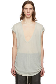 Rick Owens - T-shirt à col en V plongeant blanc cassé