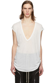 Rick Owens - T-shirt à col en V plongeant blanc