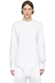 Rick Owens - Champion Edition ホワイト ロング スリーブ T シャツ