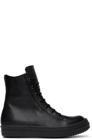 Rick Owens - ブラック キャップ ハイトップ スニーカー