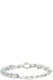 Justine Clenquet - SSENSE Exclusive Silver & Green Vic Bracelet