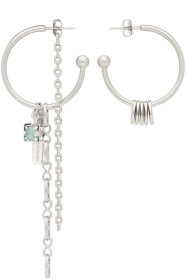 Justine Clenquet - SSENSE Exclusive Silver & Green Sam Earrings