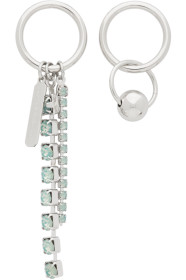 Justine Clenquet - SSENSE Exclusive Silver & Green Jess Earrings