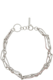 Justine Clenquet - Silver & Pink Rosie Choker