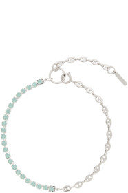 Justine Clenquet - SSENSE Exclusive Silver & Green Vic Necklace