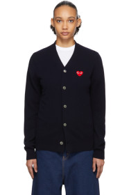 Comme des Garçons Play - Navy Men's Fit Heart Patch Cardigan