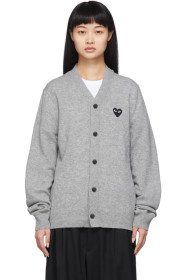 Comme des Garçons Play - Grey Black Heart Patch Cardigan