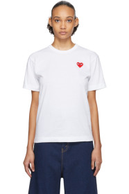 Comme des Garçons Play - White & Red Men's Fit Heart Patch T-Shirt