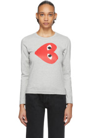 Comme des Garçons Play - Grey Sideways Heart Long Sleeve T-Shirt