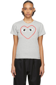 Comme des Garçons Play - Grey Outline Heart T-Shirt