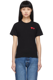 Comme des Garçons Play - Black & Red Double Hearts T-Shirt