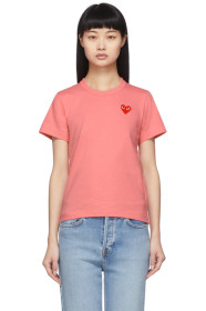 Comme des Garçons Play - Pink & Red Small Heart T-Shirt