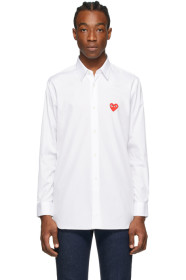 Comme des Garçons Play - ホワイト & レッド ハート パッチ シャツ
