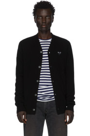 Comme des Garçons Play - Cardigan à col en V noir Heart Patch