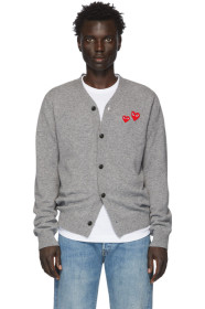 Comme des Garçons Play - Cardigan en laine gris Double Heart