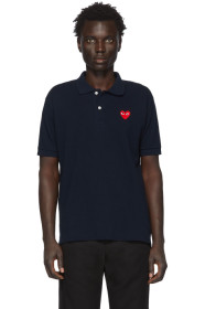 Comme des Garçons Play - Polo bleu marine Heart Patch