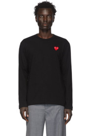 Comme des Garçons Play - T-shirt à manches longues noir et rouge Heart Patch