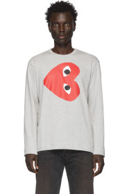 Comme des Garçons Play - T-shirt à manches longues gris Horizontal Heart