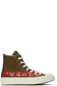 Comme des Garçons Play - Baskets kaki Multiple Hearts Chuck 70 High édition Converse