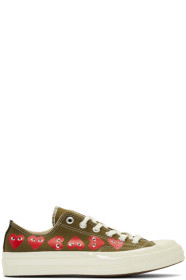 Comme des Garçons Play - Baskets kaki Multiple Hearts Chuck 70 Low édition Converse