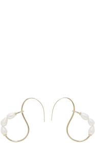 Jil Sander - Gold Three Pearl Delicate Hoop Earrings