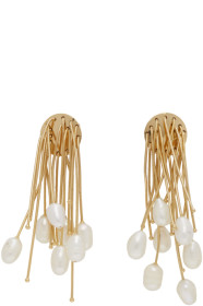 Jil Sander - Gold Multiline Pearl Earrings