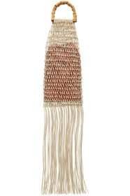 Jil Sander - Cabas à franges beige et rouge Bamboo Handle