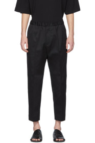 Jil Sander - 黑色棉质斜纹长裤