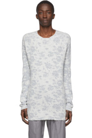 Jil Sander - Pull à col ras du cou en maille jacquard blanc Open