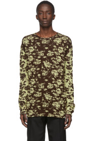 Jil Sander - Pull à col ras du cou en maille jacquard brun Open