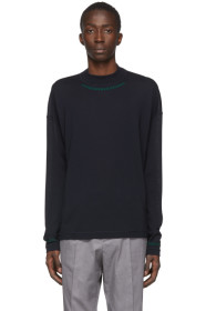 Jil Sander - Pull à col cheminée en laine bleu
