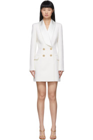 Balmain - White Grain De Poudre 4-Button Jacket Dress