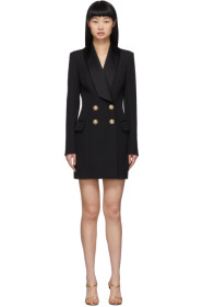 Balmain - Black Grain De Poudre 4-Button Jacket Dress
