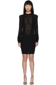 Balmain - Black Transparent Stripe Dress