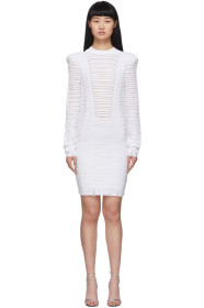 Balmain - White Transparent Stripe Dress