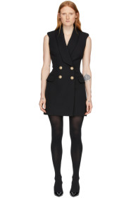 Balmain - Black Wool Short Dress