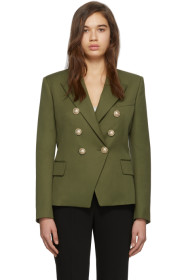 Balmain - Khaki Wool Double-Breasted Blazer