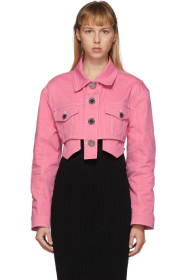 Balmain - Pink Denim Cropped Jacket