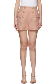 Balmain - Pink High-Waist 6-Button Shorts
