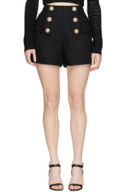 Balmain - Black High-Waist 6-Button Shorts