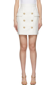 Balmain - White High-Waist 6-Button Miniskirt