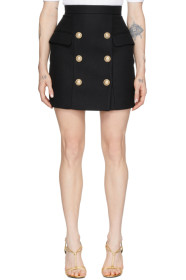 Balmain - Black High-Waist 6-Button Miniskirt