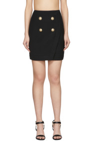 Balmain - Black 4-Button Wrap Skirt