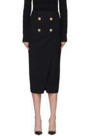Balmain - Black 4-Button Slit Skirt