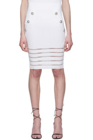 Balmain - White Open Knit Skirt