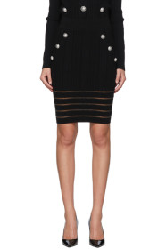 Balmain - Black Open Knit Skirt