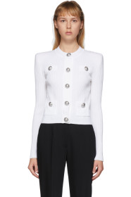Balmain - White Knit Button Cardigan