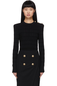 Balmain - Black 3-Button Knit Sweater